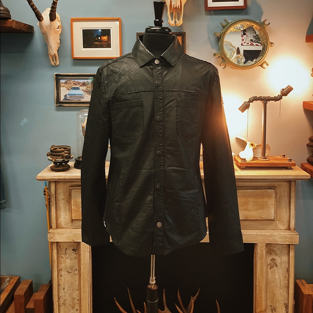 COPY - Men’s button up slim fit leather dress shirt.